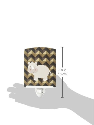 Caroline's Treasures BB7033CNL Rhinoceros Ceramic Night Light Compact, UL-Certified, Ideal for Bedroom, Bathroom, Nursery, Hallway, Kitchen, 6x4x3, Multicolor