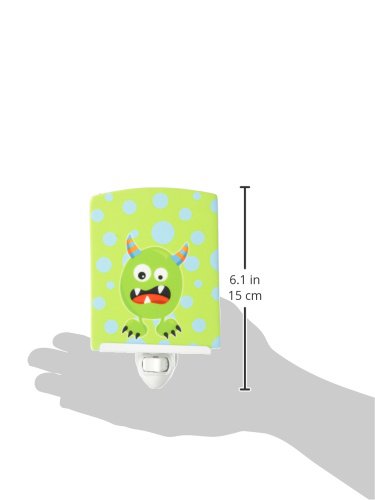 Caroline's Treasures BB7003CNL Little Monster Greenie Doodle Ceramic Night Light Compact, UL-Certified, Ideal for Bedroom, Bathroom, Nursery, Hallway, Kitchen, 6x4x3, Multicolor