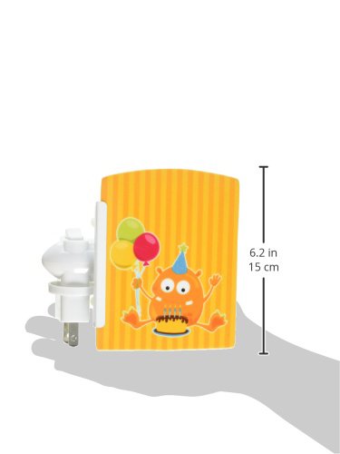 Caroline's Treasures BB8933CNL Birthday Monster Orange Ceramic Night Light Compact, UL-Certified, Ideal for Bedroom, Bathroom, Nursery, Hallway, Kitchen, 6x4x3, Multicolor