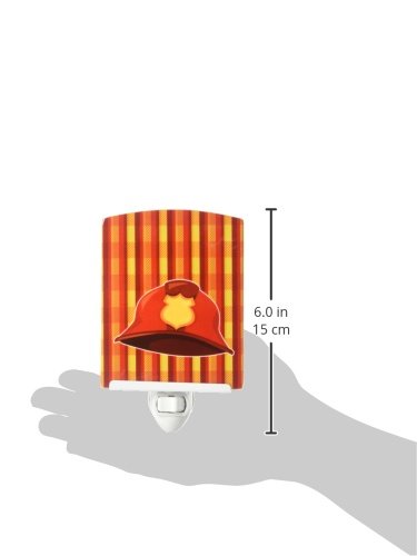 Caroline's Treasures BB6997CNL Fireman's Hat Ceramic Night Light Compact, UL-Certified, Ideal for Bedroom, Bathroom, Nursery, Hallway, Kitchen, 6x4x3, Multicolor