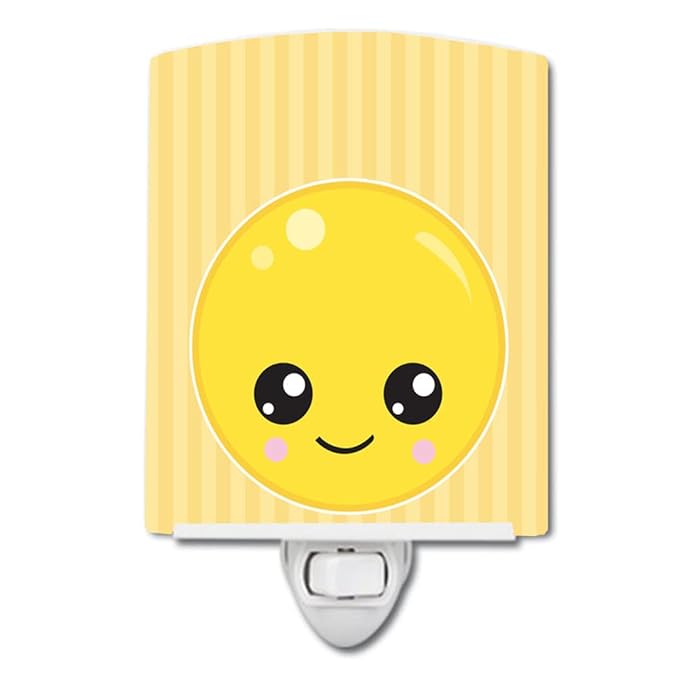Caroline's Treasures BB8727CNL Smily Face Ceramic Night Light Compact, UL-Certified, Ideal for Bedroom, Bathroom, Nursery, Hallway, Kitchen, 6x4x3, Multicolor