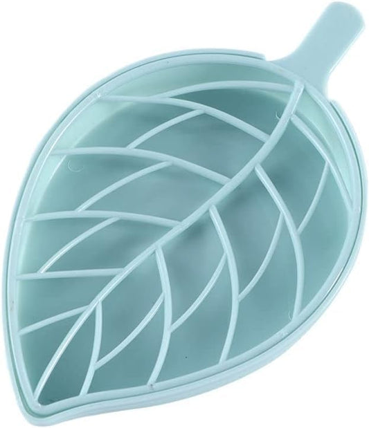 Creative Leaf Shape Soap Box, Double Layer Plastic Soap Holder, Soap Case Soap Dish，Blue