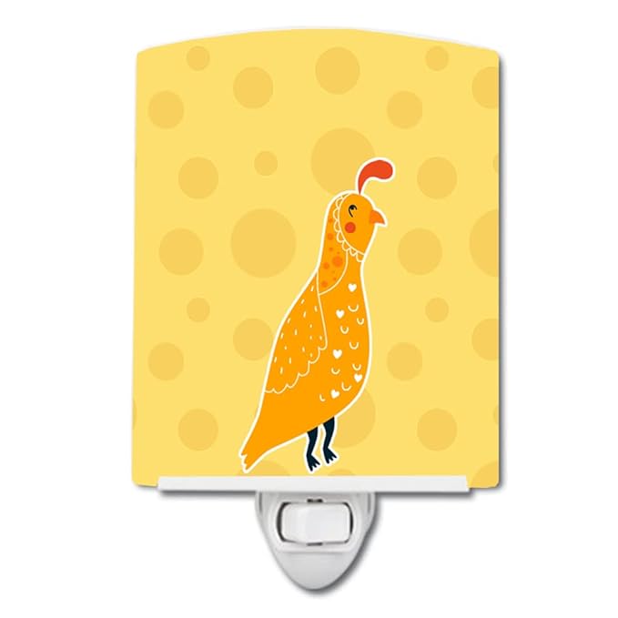 Caroline's Treasures BB6739CNL Partridge in Polkadots Ceramic Night Light Compact, UL-Certified, Ideal for Bedroom, Bathroom, Nursery, Hallway, Kitchen, 6x4x3, Multicolor