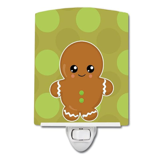 Caroline's Treasures BB6816CNL Christmas Gingerbread Man Ceramic Night Light Compact, UL-Certified, Ideal for Bedroom, Bathroom, Nursery, Hallway, Kitchen, 6x4x3, Multicolor