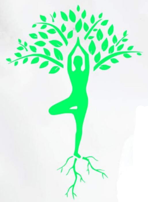Yoga Tree Women Wall Decal Sticker Gymnastics Sport Buddhism Bedroom Wall Decal Sports Art Decor Wall Mural Green 23 X 15 in