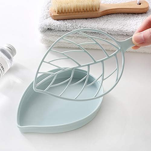 Creative Leaf Shape Soap Box, Double Layer Plastic Soap Holder, Soap Case Soap Dish，Blue