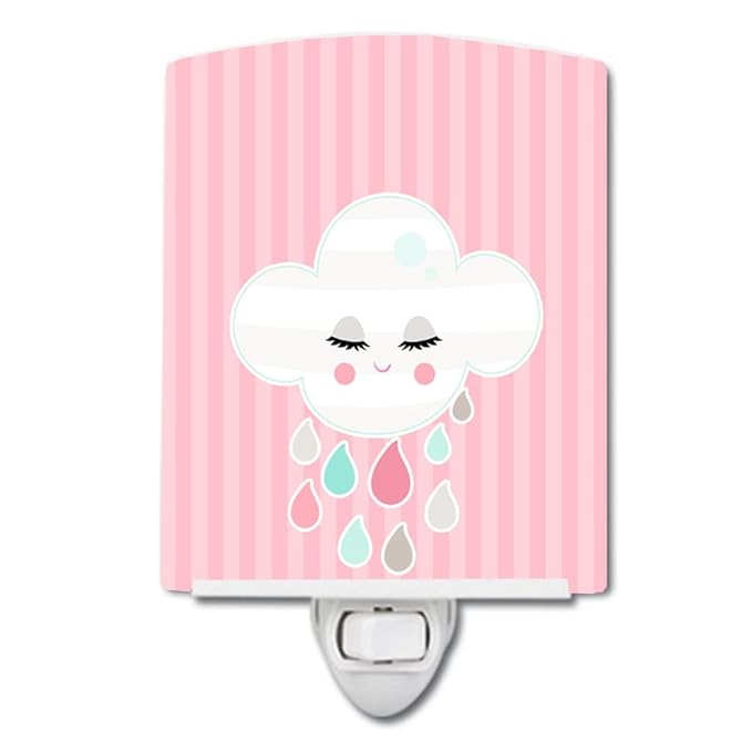 Caroline's Treasures BB8717CNL Rain Cloud Ceramic Night Light Compact, UL-Certified, Ideal for Bedroom, Bathroom, Nursery, Hallway, Kitchen, 6x4x3, Multicolor
