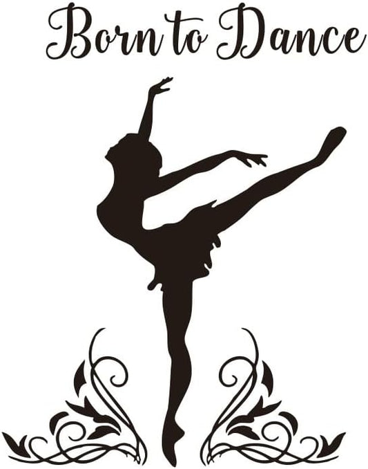 Dance Wall Decor for Girl Room Art Dancer Born to Dance Bedroom Wall Sticker Living Room Wall Decoration Kids Room Wall Decal AFN59 (Black)