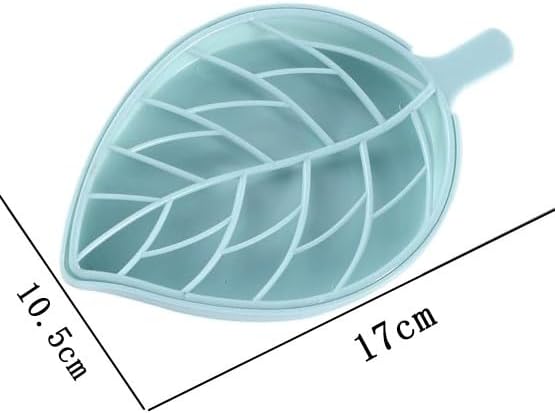 Creative Leaf Shape Soap Box, Double Layer Plastic Soap Holder, Soap Case Soap Dish，Blue