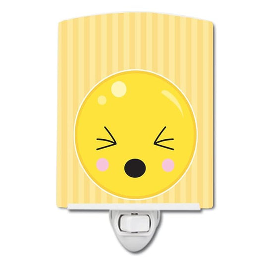 Caroline's Treasures BB8739CNL Eyes Closed Face Ceramic Night Light Compact, UL-Certified, Ideal for Bedroom, Bathroom, Nursery, Hallway, Kitchen, 6x4x3, Multicolor