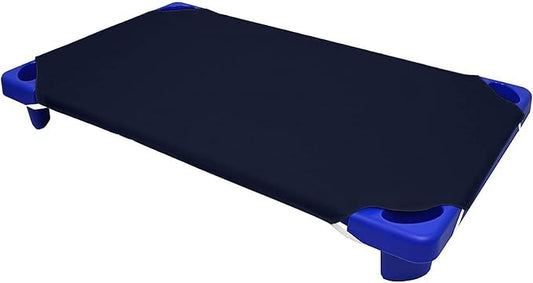 Pack of 6 Cot Sheet for Daycare Preschool Cot Bed -Polyblend Fabric with Corner Elastic Cots Sheets Fits On 22" X 40" Inches Size Toddler and Preschool Daycare Cot Navy Blue 22 X 40 Size