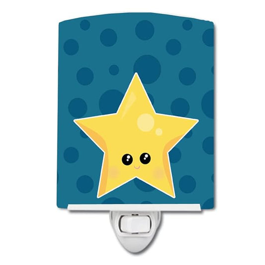 Caroline's Treasures BB7159CNL Weather Night Star Face Ceramic Night Light Compact, UL-Certified, Ideal for Bedroom, Bathroom, Nursery, Hallway, Kitchen, 6x4x3, Multicolor