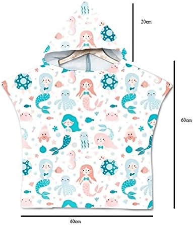 Hooded Poncho Bath Towel | Swim Pool Beach Cover Up |Toddlers & Kids | Microfiber | Absorbent | Unisex (Dusty Pink, Rainbow) (BHT-01)