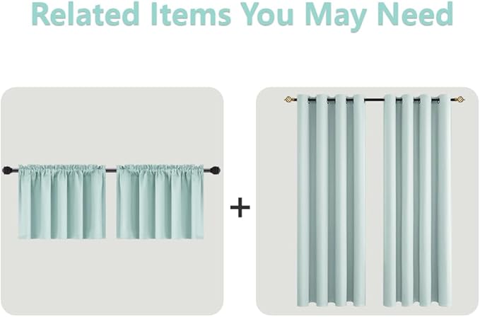 Mrs.Naturall Coastal Curtains for Living Room,Farmhouse Blackout Beach Themed Curtains for Dining Room Bedroom Cowgirl Decor,Aqua Mint Green,96 Inch Long 2 Panels Set