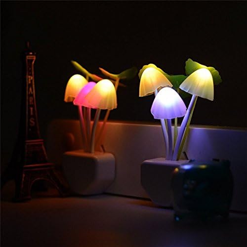 Smart Dusk to Dawn Sensor Led Night Light, 0.6W Multi-Color Changing Plug-in Mushroom Dream Bed Nightlight, Funny Energy Efficient Wall Lamp Flower Novelty Gifts for Nursery, Baby, Kids, Adults