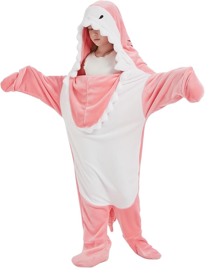 NAFLEAP Wearable Blanket Hoodie kids Shark Dinosaur Onesie Costume Sleep Bag Gifts for Girls