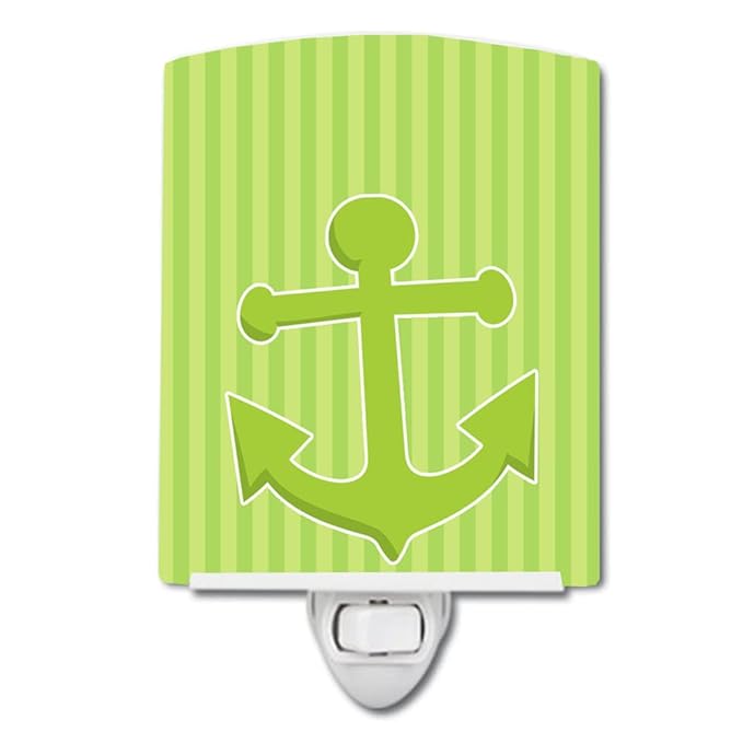 Caroline's Treasures BB8888CNL Nautical Anchor #2 Ceramic Night Light Compact, UL-Certified, Ideal for Bedroom, Bathroom, Nursery, Hallway, Kitchen, 6x4x3, Multicolor