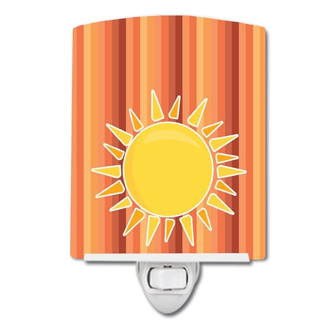 Caroline's Treasures BB6924CNL Sun with Stripes Ceramic Night Light Compact, UL-Certified, Ideal for Bedroom, Bathroom, Nursery, Hallway, Kitchen, 6x4x3, Multicolor