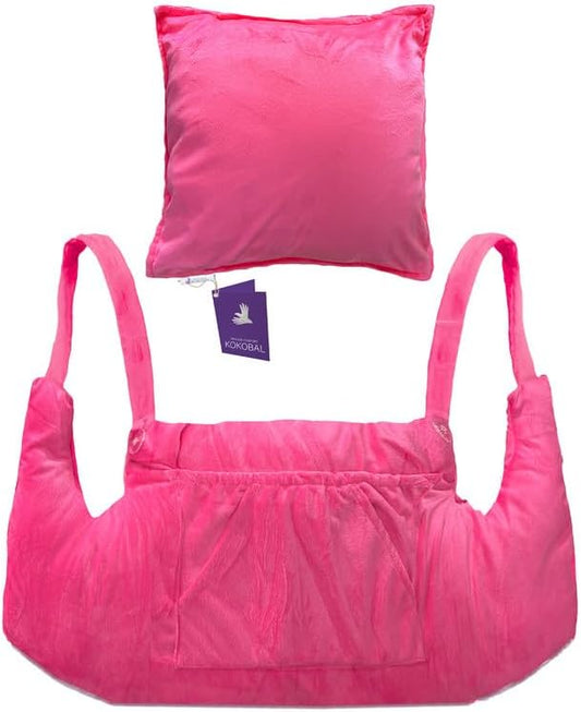 Mastectomy Pillow Post Op Pillow for Breast Surgery Recovery | Choose The Color for You | Hand Ice-Pack Pockets | Converts to Cloud Soft Cushion (Fuchsia Elegance)