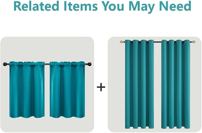 Mrs.Naturall Teal Blackout Curtains 84 Inch Length 2 Panels Set,Window Drapes Colorful Boho Curtains for Bedroom Living Room 84 Inches Long,Blue Green
