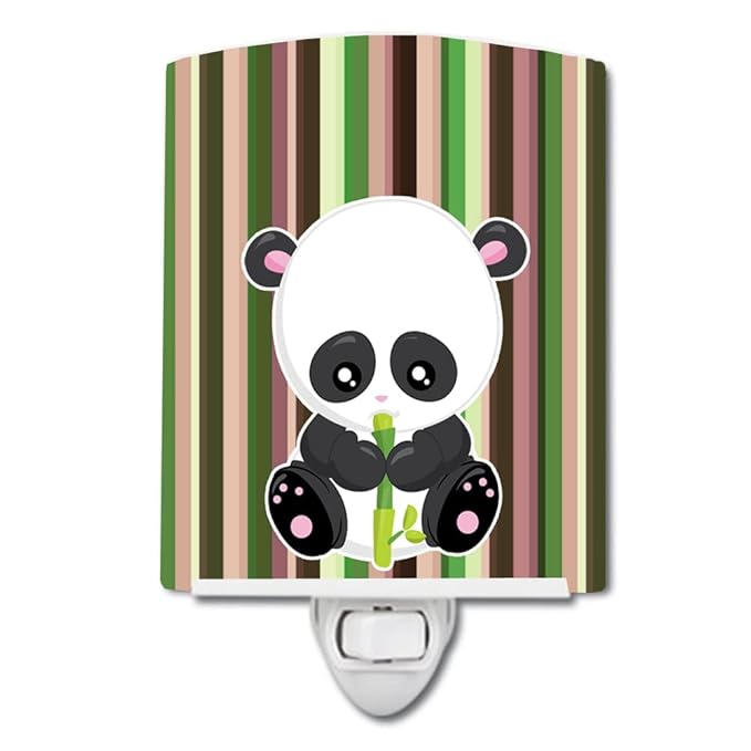 Caroline's Treasures BB6803CNL Bamboo Flute Panda Ceramic Night Light Compact, UL-Certified, Ideal for Bedroom, Bathroom, Nursery, Hallway, Kitchen, 6x4x3, Multicolor