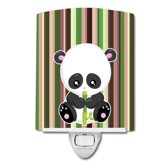 Caroline's Treasures BB6803CNL Bamboo Flute Panda Ceramic Night Light Compact, UL-Certified, Ideal for Bedroom, Bathroom, Nursery, Hallway, Kitchen, 6x4x3, Multicolor