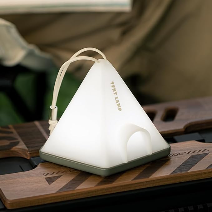 Portable Tent Night Light, with Lanyard for Easy Hanging, USB Rechargeable LED Desk Lamp with 6 Modes Adjustable, Camping Mini Nightlight, Bedroom Bedside Lamp with Timing Function