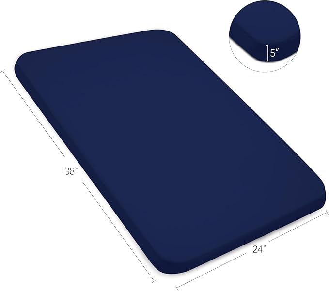 Waterproof Pack and Play Sheets Fitted 2 Pack, Compatible with Graco Pack n Play Sheets 38" X 26" Fits for Baby Playpen/Playard Mattress, Mini Crib Sheets for Boys or Girls, Grey & Navy