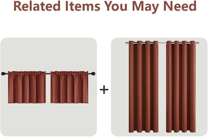 Mrs.Naturall Terracotta Curtains 42x54 Inch Length for Living Room 2 Panels Blackout Room Darkening Curtain for Bedroom