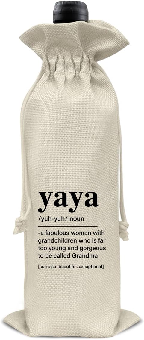 Grandma Gifts Wine Bag Yaya Gifts for Grandma Birthday Mother's Day Yaya Definition Wine Gift Bag