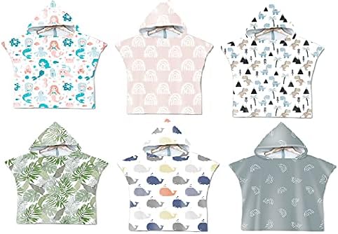 Hooded Poncho Bath Towel | Swim Pool Beach Cover Up |Toddlers and Kids | Microfiber | Absorbent | Unisex (Dusty Blue, Rainbow) (BHT-01)