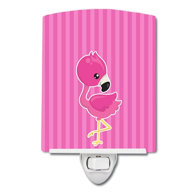 Caroline's Treasures BB8765CNL Flamingo #1 Ceramic Night Light Compact, UL-Certified, Ideal for Bedroom, Bathroom, Nursery, Hallway, Kitchen, 6x4x3, Multicolor