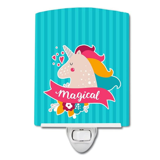 Caroline's Treasures BB7141CNL Unicorn Magical Ceramic Night Light Compact, UL-Certified, Ideal for Bedroom, Bathroom, Nursery, Hallway, Kitchen, 6x4x3, Multicolor