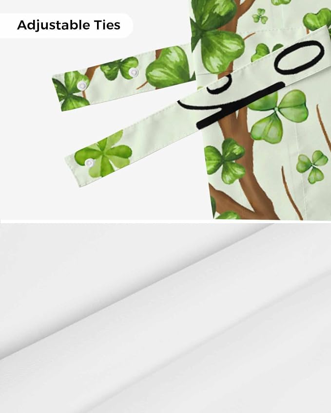 Lucky Cat St. Patrick's Day Blackout Tie Up Valance Curtains for Kitchen Windows Green Spring Shamrocks Tree Window Toppers Balloon Shades for Living Room/Bathroom/Bedroom,1 Panel, 42" X 18"