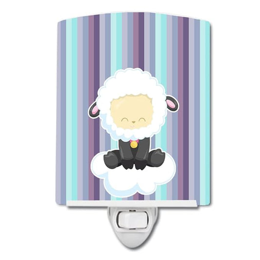Caroline's Treasures BB6875CNL Sheep on Cloud Ceramic Night Light Compact, UL-Certified, Ideal for Bedroom, Bathroom, Nursery, Hallway, Kitchen, 6x4x3, Multicolor