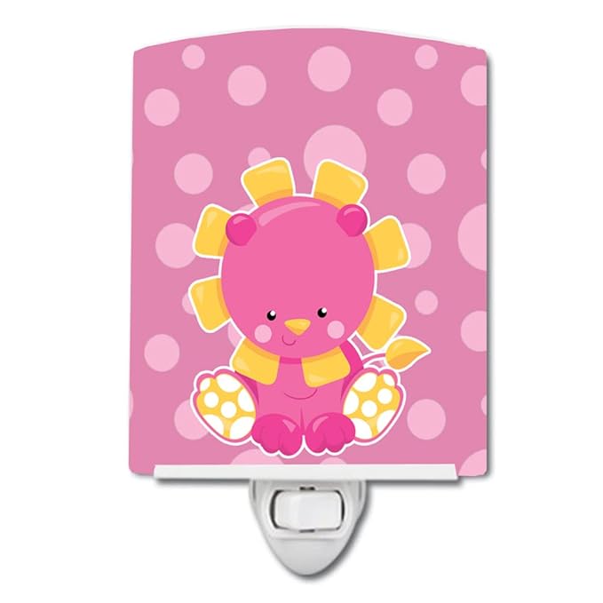 Caroline's Treasures BB6829CNL Girl Lion Ceramic Night Light Compact, UL-Certified, Ideal for Bedroom, Bathroom, Nursery, Hallway, Kitchen, 6x4x3, Multicolor