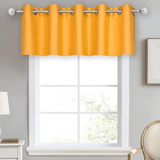 Orange Yellow Valances for Windows 70X18 Inches Blackout Thermal Insulated Valance with Grommet Top for Kitchen Living Room Short Straight Drape Valance for Bedroom Kids Room 1 Panel