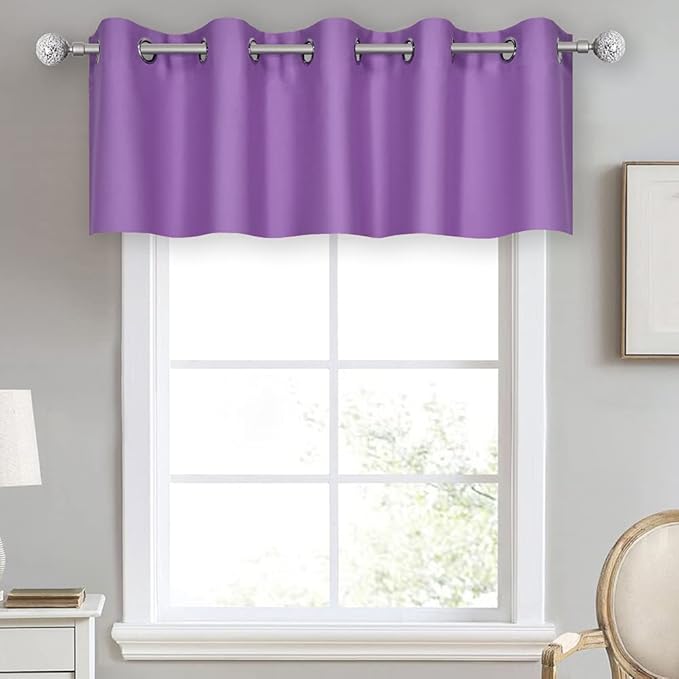Light Purple Valance for Kitchen Windows Solid Lavender Grommet Top Blackout Valance Window Treatment for Living Room Short Straight Drape Valance for Bedroom Kids Room 70X18 1 Panel Lilac
