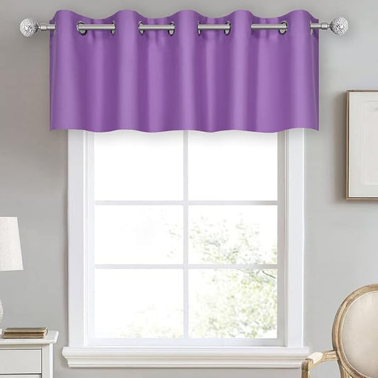Light Purple Valance for Kitchen Windows Solid Lavender Grommet Top Blackout Valance Window Treatment for Living Room Short Straight Drape Valance for Bedroom Kids Room 70X18 1 Panel Lilac