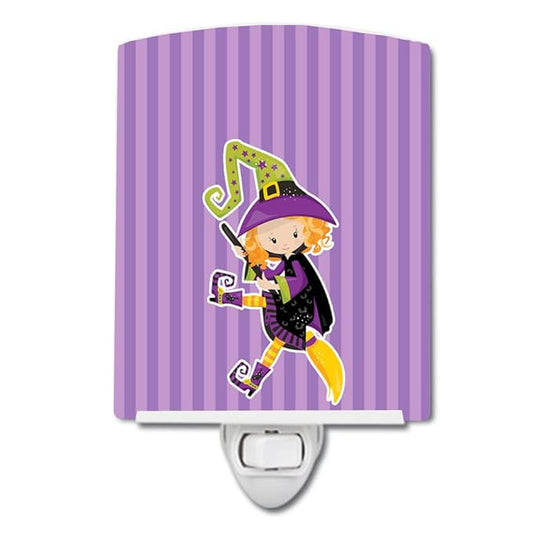 Caroline's Treasures BB9153CNL Halloween Witch Ceramic Night Light Compact, UL-Certified, Ideal for Bedroom, Bathroom, Nursery, Hallway, Kitchen, 6x4x3, Multicolor