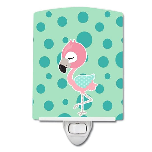 Caroline's Treasures BB8724CNL Flamingo Ceramic Night Light Compact, UL-Certified, Ideal for Bedroom, Bathroom, Nursery, Hallway, Kitchen, 6x4x3, Multicolor