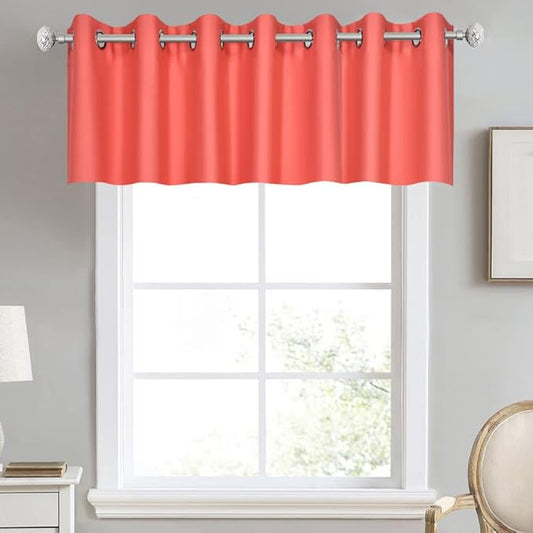 Coral Colored Valance for Bedroom Blackout Curtain Valance for Bathroom Window Treatment for Living Room Short Straight Drape Valance for Bedroom Kids Room 100X18 Inch 1 Panel