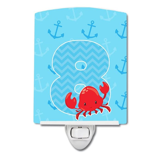 Caroline's Treasures BB8879CNL Nautical Month 8 Ceramic Night Light Compact, UL-Certified, Ideal for Bedroom, Bathroom, Nursery, Hallway, Kitchen, 6x4x3, Multicolor