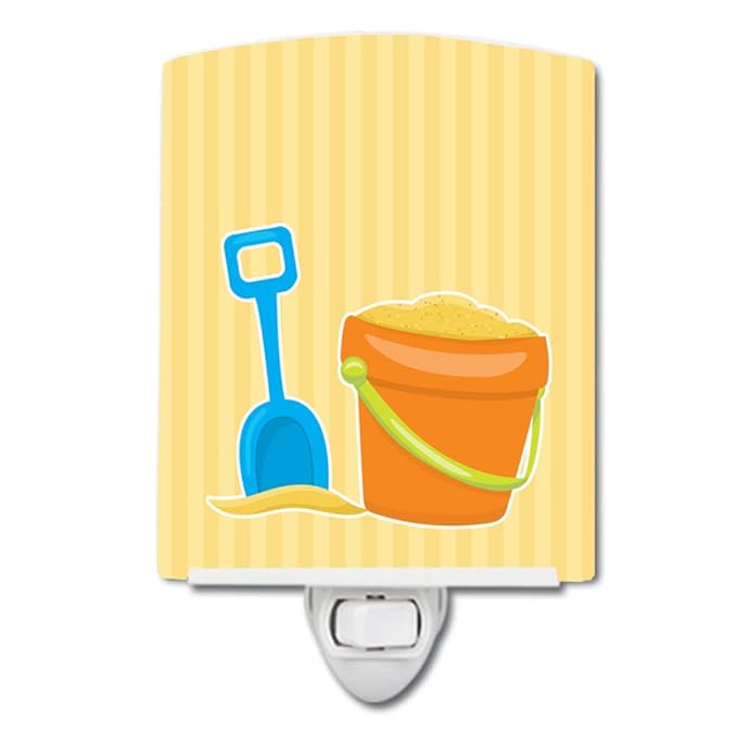 Caroline's Treasures BB8642CNL Bucket of Sand Ceramic Night Light Compact, UL-Certified, Ideal for Bedroom, Bathroom, Nursery, Hallway, Kitchen, 6x4x3, Multicolor