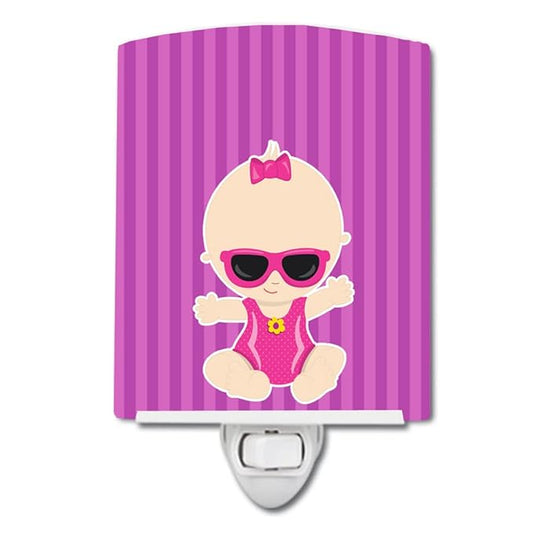 Caroline's Treasures BB8656CNL Beach Baby Girl Sunglasses Sarah Ceramic Night Light Compact, UL-Certified, Ideal for Bedroom, Bathroom, Nursery, Hallway, Kitchen, 6x4x3, Multicolor