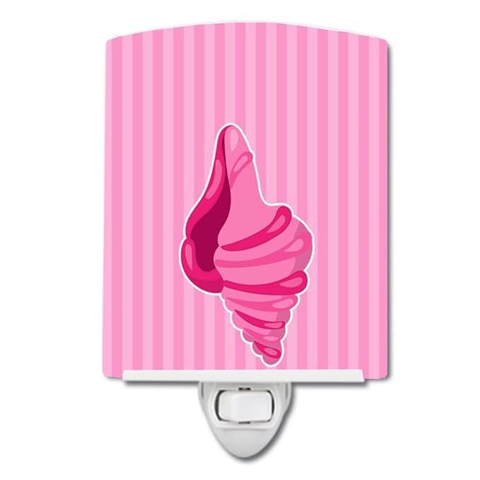 Caroline's Treasures BB8844CNL Beach Shell Pink Ceramic Night Light Compact, UL-Certified, Ideal for Bedroom, Bathroom, Nursery, Hallway, Kitchen, 6x4x3, Multicolor