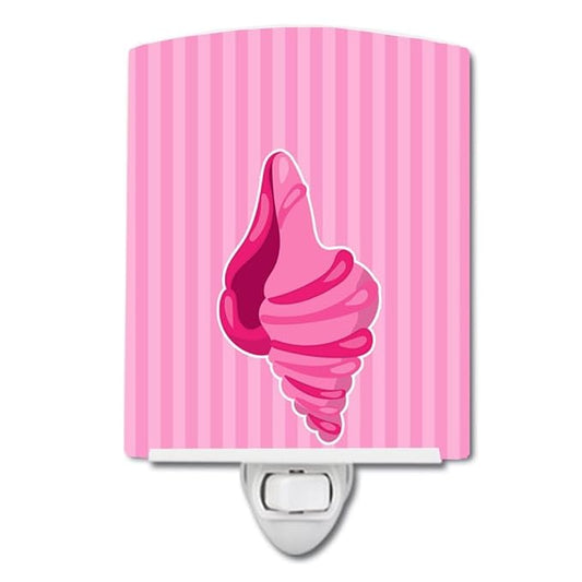 Caroline's Treasures BB8844CNL Beach Shell Pink Ceramic Night Light Compact, UL-Certified, Ideal for Bedroom, Bathroom, Nursery, Hallway, Kitchen, 6x4x3, Multicolor