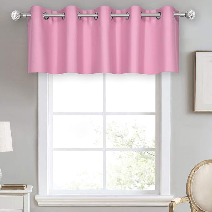 Pink Valance for Girls Bedroom Blackout Grommet Top Valance Window Treatment for Living Room Short Straight Drape Valance for Nursery Baby Girls Room 70X18 1 Panel