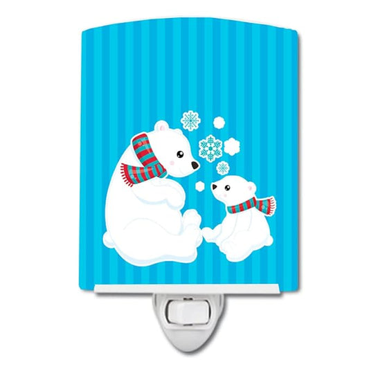 Caroline's Treasures BB8981CNL Polar Bears #5 Ceramic Night Light Compact, UL-Certified, Ideal for Bedroom, Bathroom, Nursery, Hallway, Kitchen, 6x4x3, Multicolor