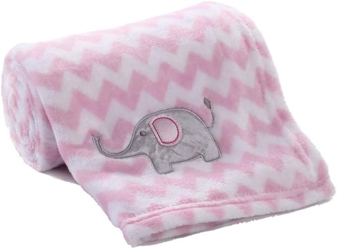 CREVENT 30"X40" Cute Silky Plush Baby Blanket for Girls Infants Toddlers Newborns Crib Cot Stroller, Giftable Suitable for Summer Spring - Pink Elephant